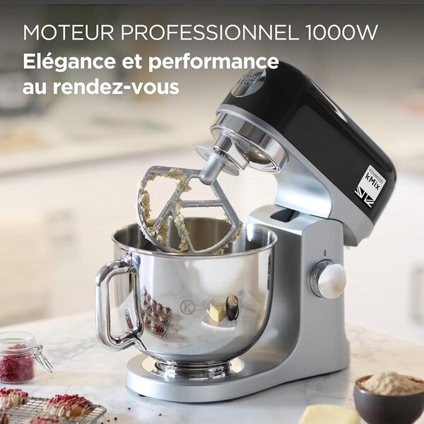 Robot pâtissier Kenwood kMix KMX750BK - bol 5 litres - 6 vitesses - 3 accessoires - noir [Classe énergétique A+]