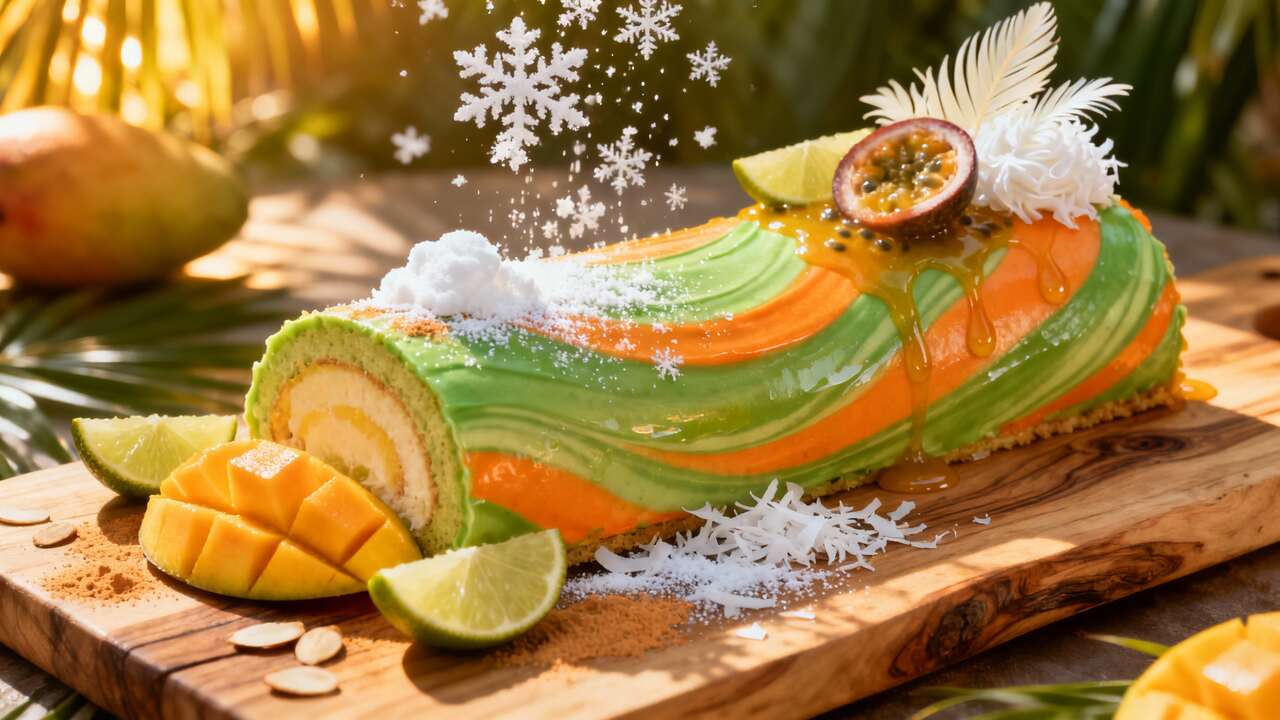 Bûche exotique à la mangue et citron vert