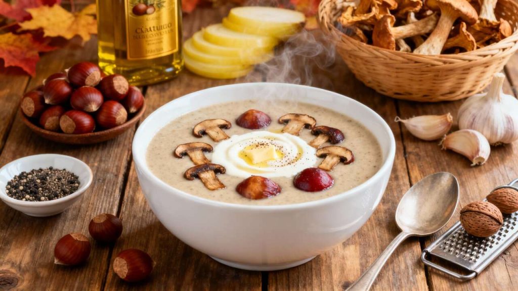 Velouté de châtaignes et cèpes, enchantement d'automne en entrée festive