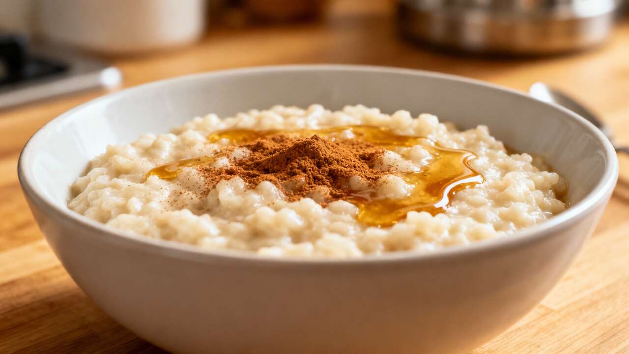 Riz au lait parfumé à la cannelle et au sirop d'érable