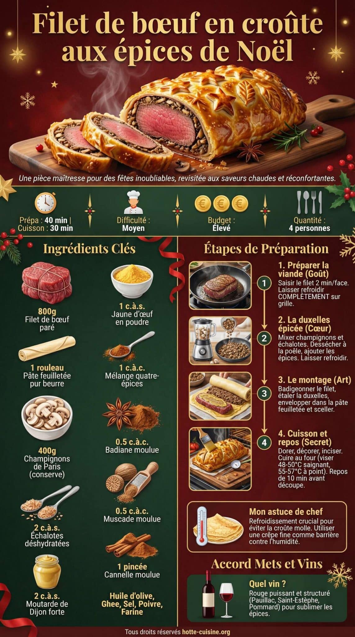 Infographie de la recette Filet de b&oelig;uf en cro&ucirc;te aux &eacute;pices de No&euml;l