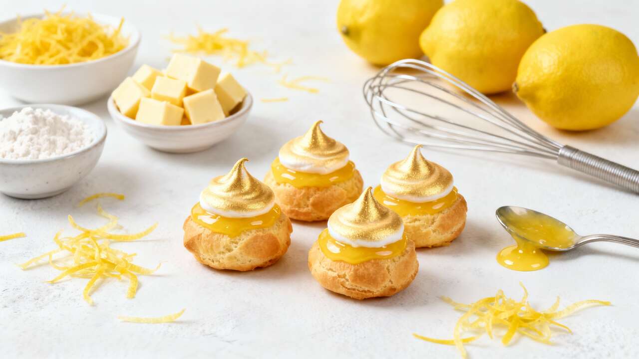 Mini choux fourrés au lemon curd et meringues : la recette parfaite