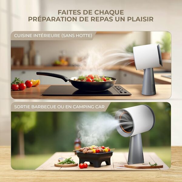 INNOV'AIR Hotte de Cuisine Aspirante 180m³/h Portable, 3 Vitesse Silencieuse avec Filtres a Charbon, Mini Hotte Portable Pour Cuisine sans Évacuation et Extérieur [Classe énergétique A+]