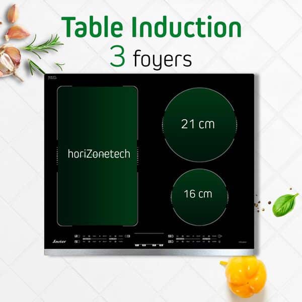 Sauter - SPI4664X - Plaque Induction - Table de Cuisson Encastrable - Couleur Inox - 4 Foyers - 7200W - Dimensions Encastrement : 56x49cm - 14 Niveaux de Puissance - Fabriqué en France