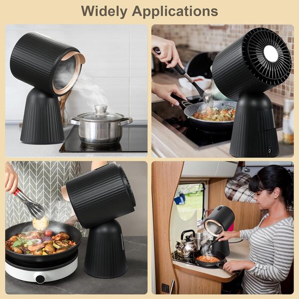 Hotte de cuisine portable, hotte de bureau avec 3 vitesses de vent, contrôle à un bouton, ventilateur d'échappement de cuisine portable avec filtres amovibles, hotte de cuisine pour barbecue