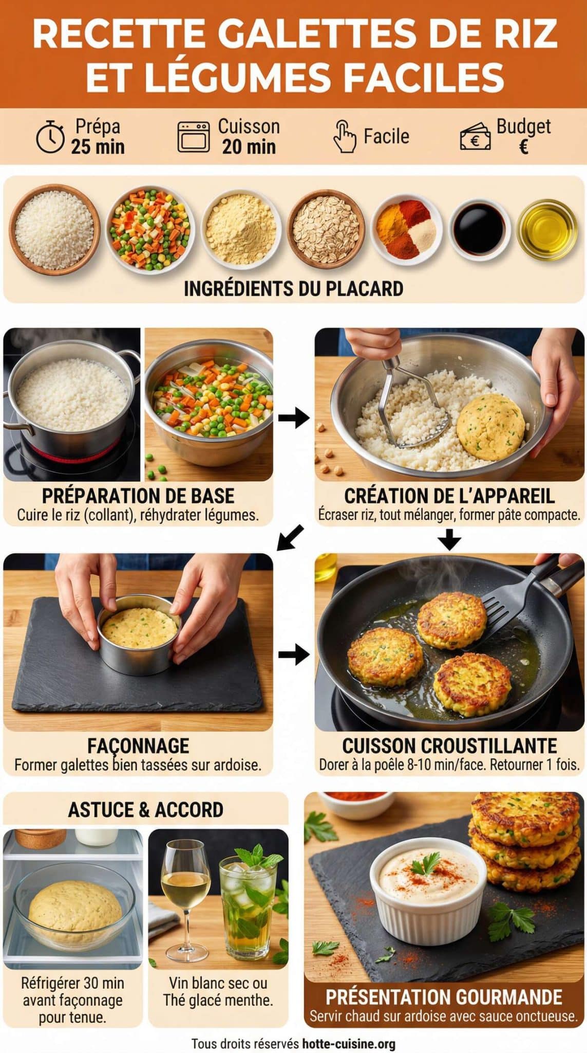 Fiche recette Recette Galettes de Riz et L&eacute;gumes Faciles