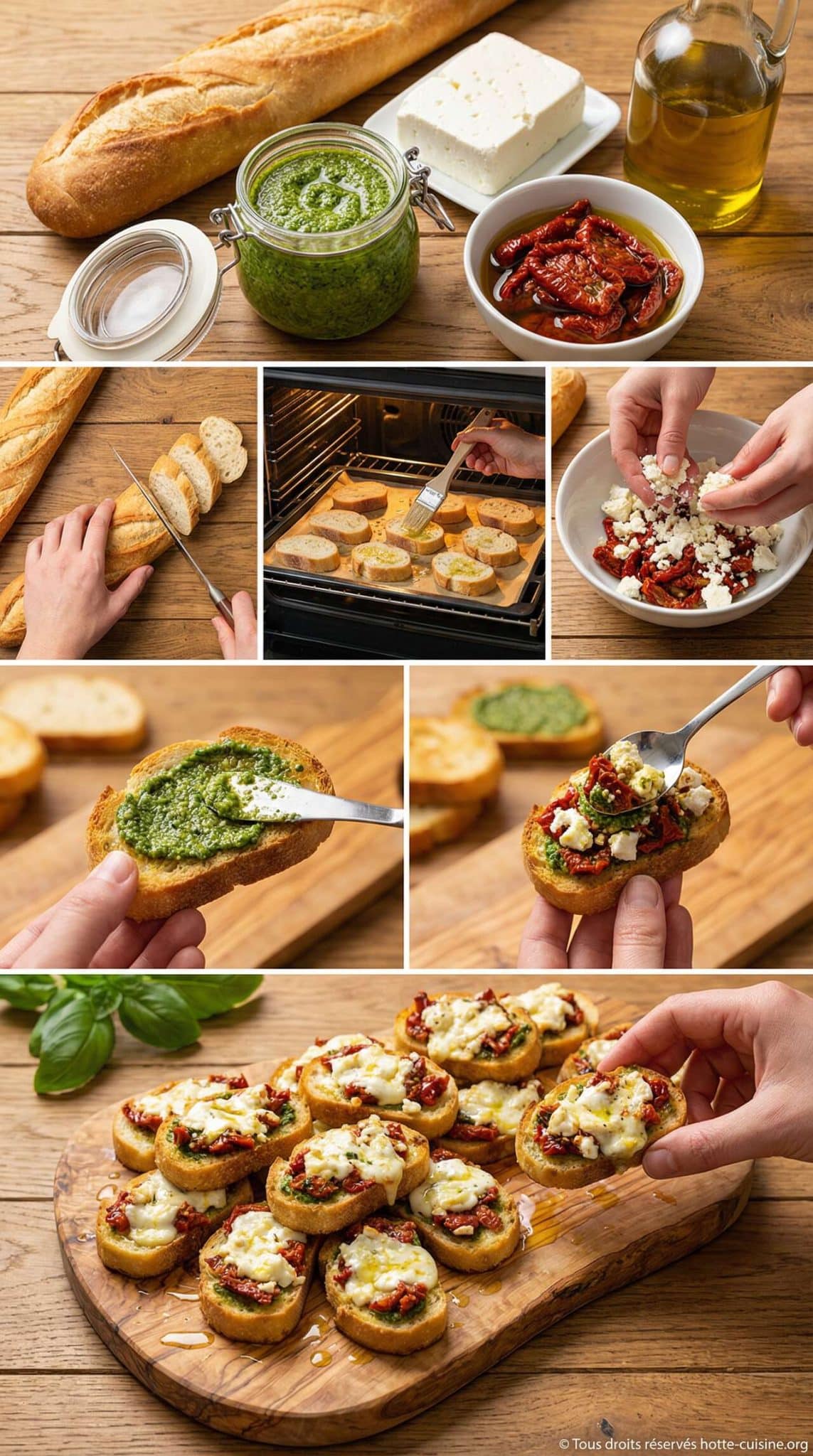 Fiche recette Crostini au pesto et feta : recette gourmande et facile