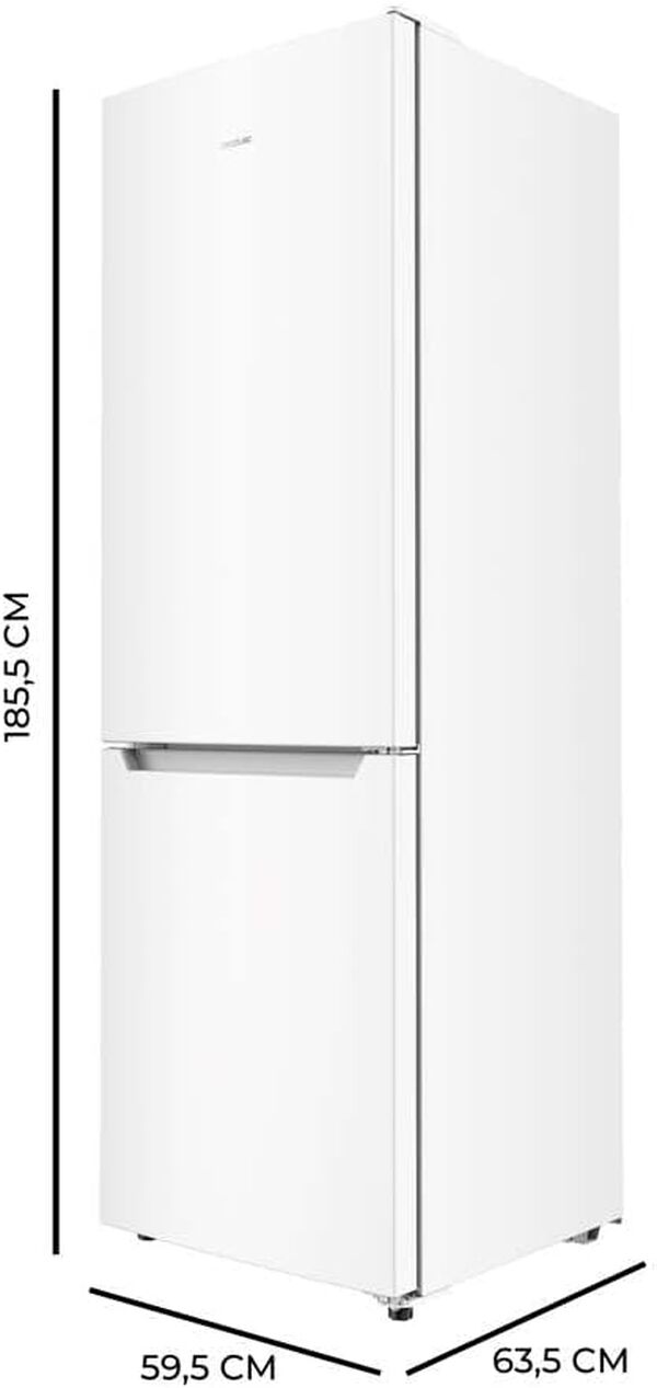 Cecotec Réfrigérateur Combiné 2 Portes Bolero CoolMarket Combi 322 White E. 322 L, Hauteur 185 cm et Largeur 60 cm, Basse Consommation, Système Multi Air Flow, Total No Frost et 2 Tiroirs. [Classe énergétique E]