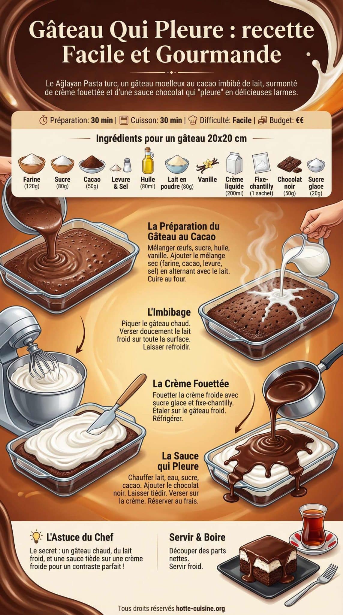 Fiche recette G&acirc;teau Qui Pleure : recette Facile et Gourmande