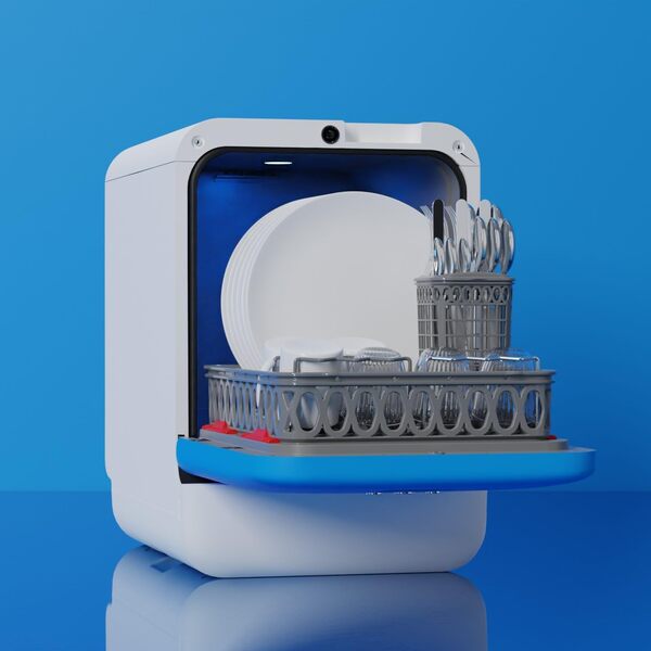 DAAN TECH Bob - Lave-vaisselle Compact 3 Couverts Encastrable - Pose Libre, Avec Réservoir, Portable - Séchage Naturel - Assiette 29 cm - Origine France Garantie [Classe énergétique F]