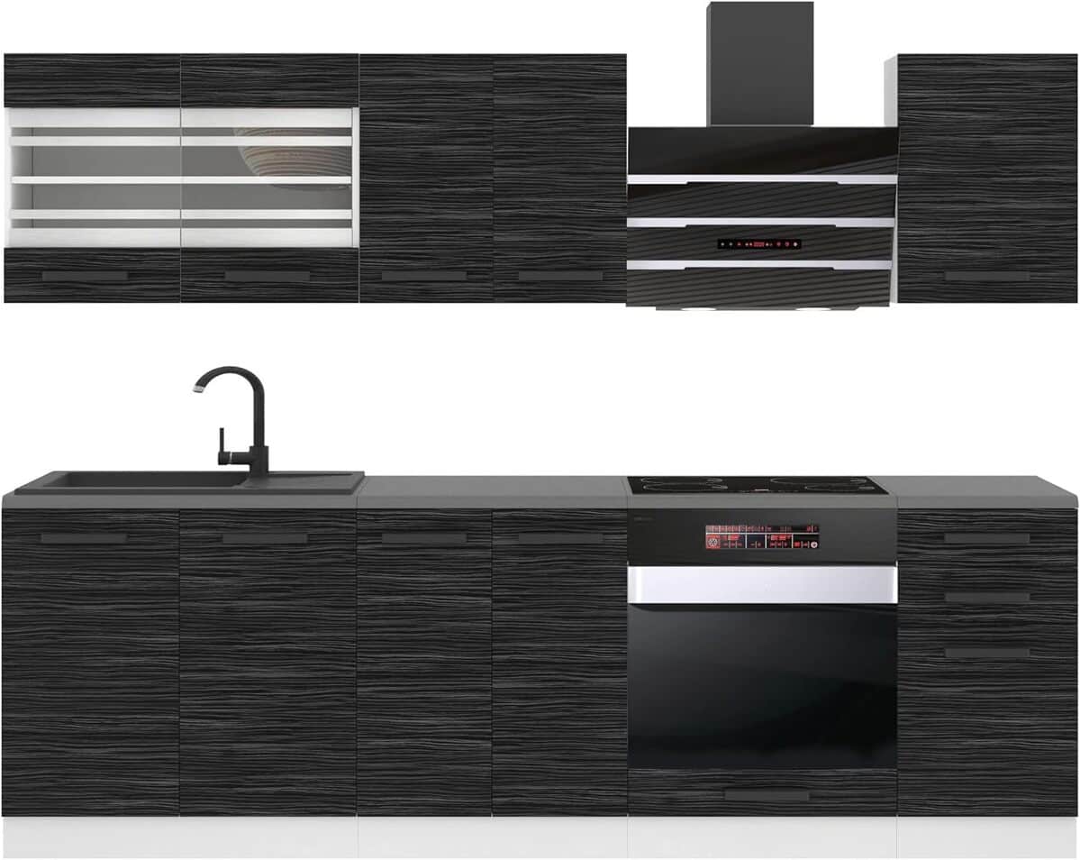 Test : bloc cuisine Belini 240 cm sans appareils, ébène royal