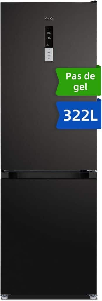 Test du réfrigérateur CHIQ 322 L sans givre : performance et élégance en noir