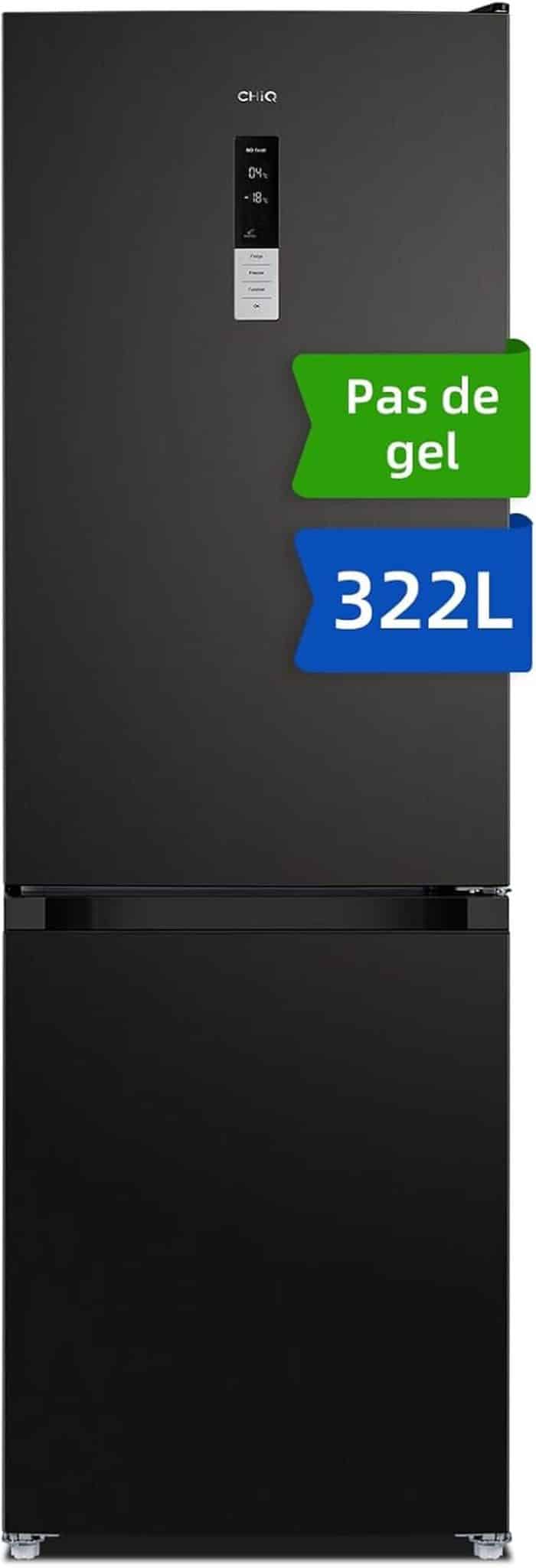 Test du réfrigérateur CHIQ 322 L sans givre : performance et élégance en noir