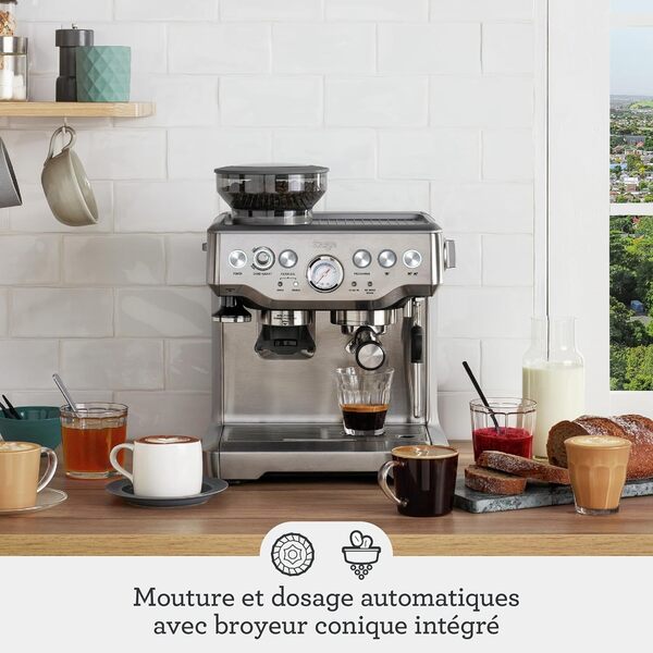 Sage - The Barista Express - Machine à Café avec Mousseur à Lait Manuel et Moulin - Mouture Automatique, Mousse Personnalisée - Pichet à Lait avec Contrôle de Température - Truffe Noire