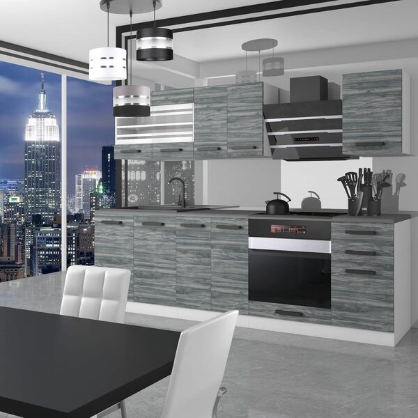 Belini Margaret Cuisine Équipée - 240 cm, Sans Plan de Travail, Chêne Glamour