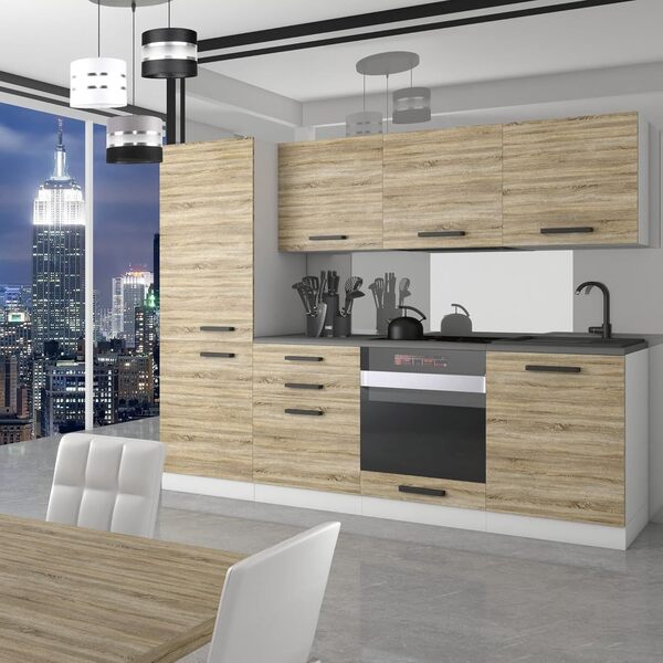 Sandy Muebles Cuisine Belini Complet 240 cm Plan de Travail Chêne Sonoma