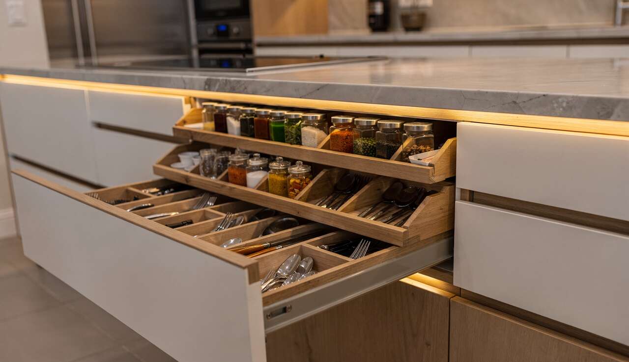 Maximiser l'espace dans la cuisine avec des tiroirs bien pens&eacute;s