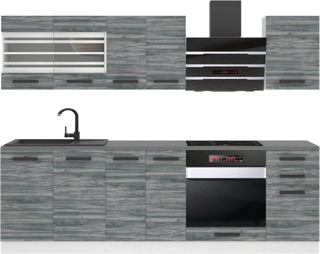 Test cuisine équipée Belini Margaret 240 cm chêne glamour