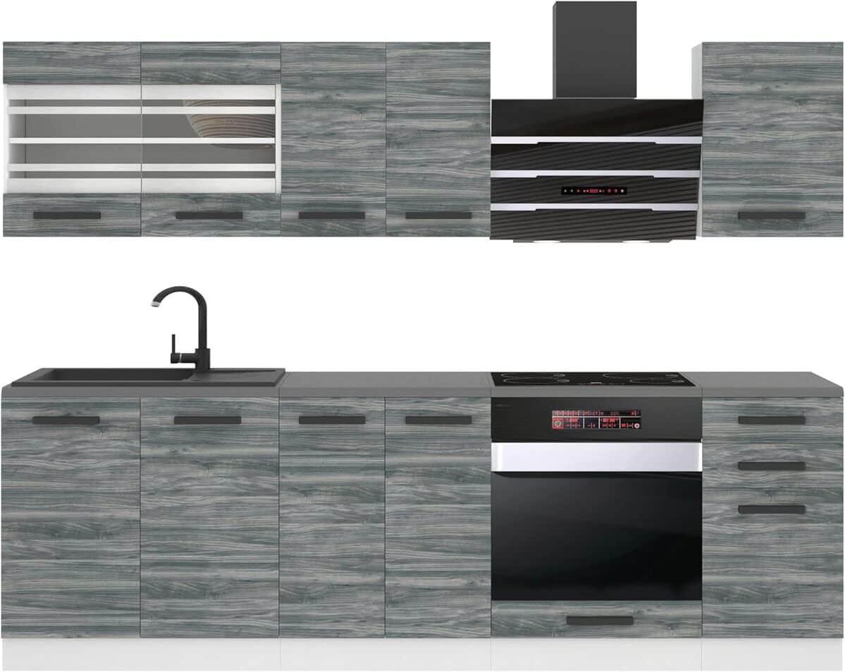 Test cuisine équipée Belini Margaret 240 cm chêne glamour