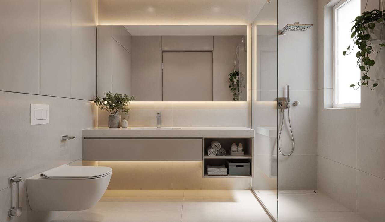 Les solutions de rangement invisibles pour une salle de bains &eacute;l&eacute;gante