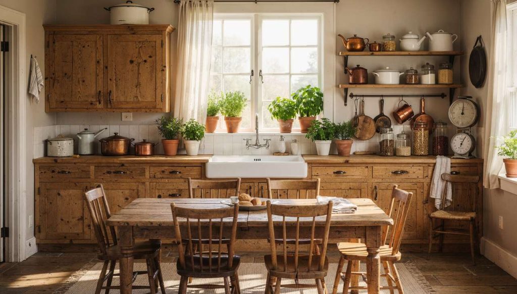 Inspiration pour un plan de cuisine campagnarde