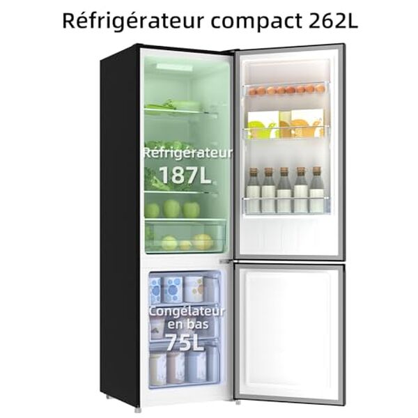 Découvrez le réfrigérateur CHIQ FBM260L, une combinaison parfaite de performance et de design moderne en acier inoxydable pour équiper votre cuisine avec style.