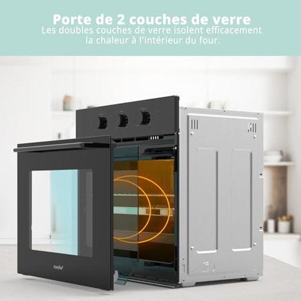 Découvrez le four Comfee' CBO60M80M1-BK à air pulsé : performance, économie d'énergie et polyvalence au quotidien pour cuisiner comme un chef.