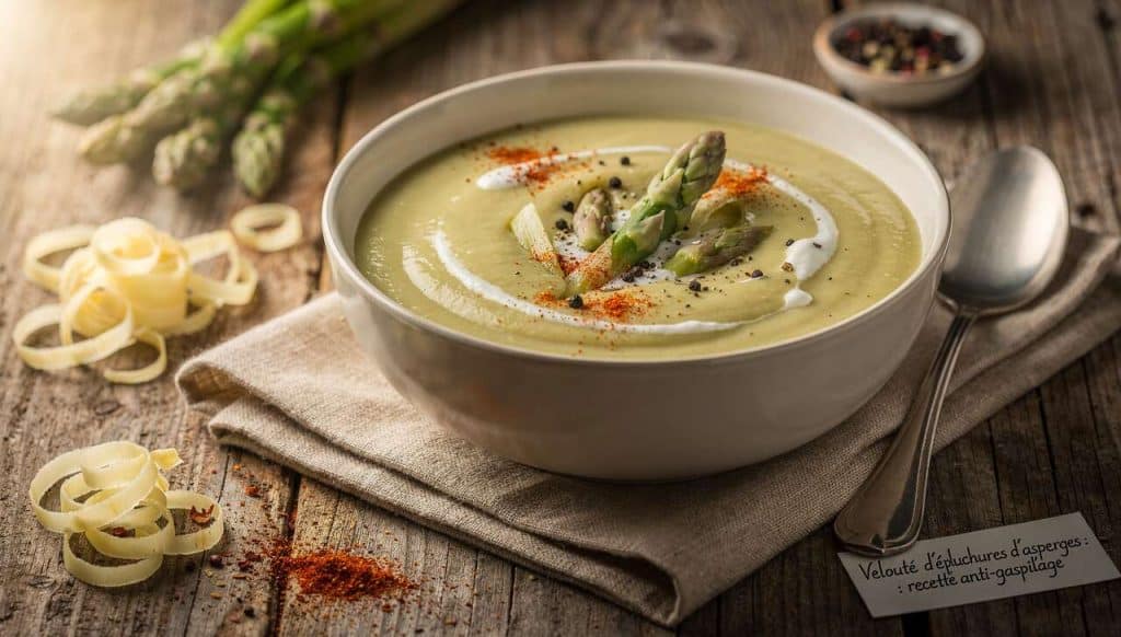 Velouté d'épluchures d'asperges : recette anti-gaspillage