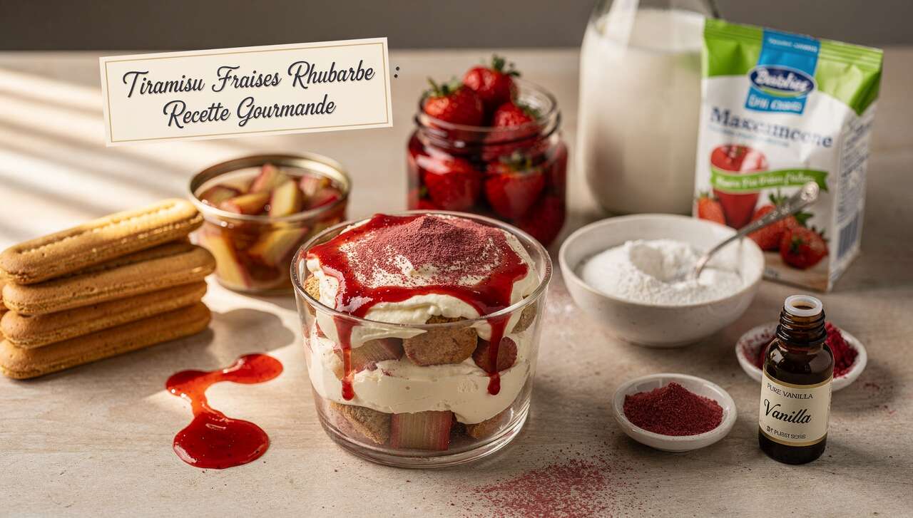 Tiramisu Fraises Rhubarbe : recette Gourmande