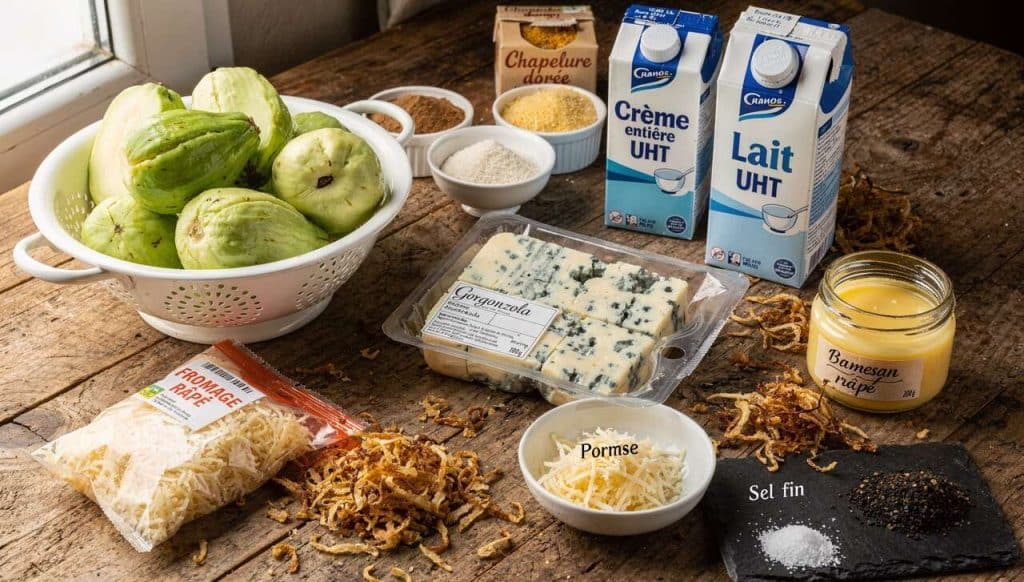 Chayotes gratinées au gorgonzola : recette savoureuse
