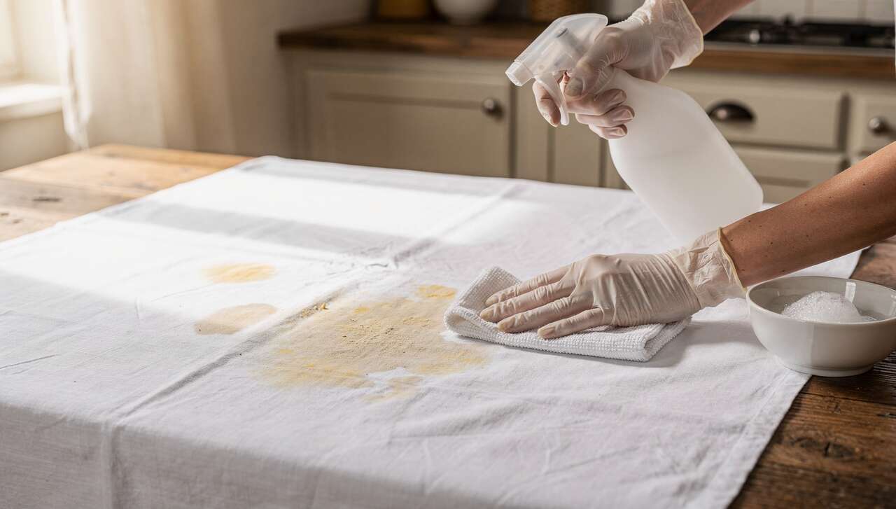 Récupérer une nappe en coton tachée ou décolorée