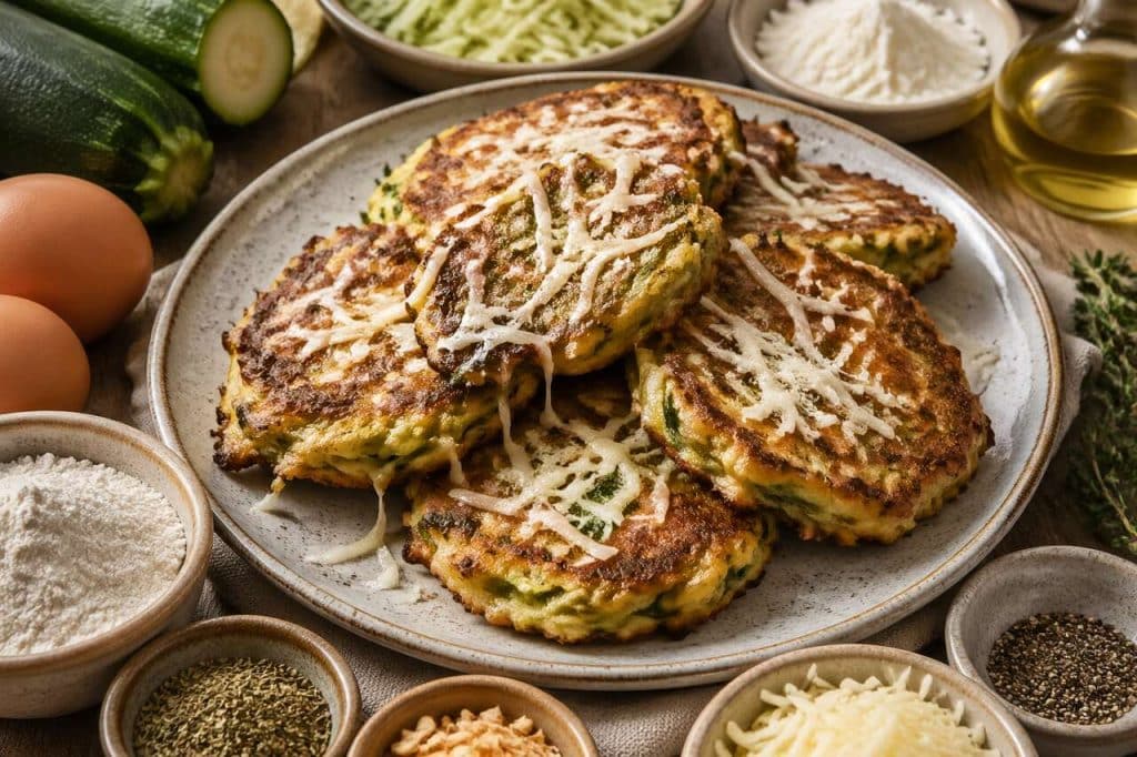 Galettes de courgettes : recette aux deux fromages