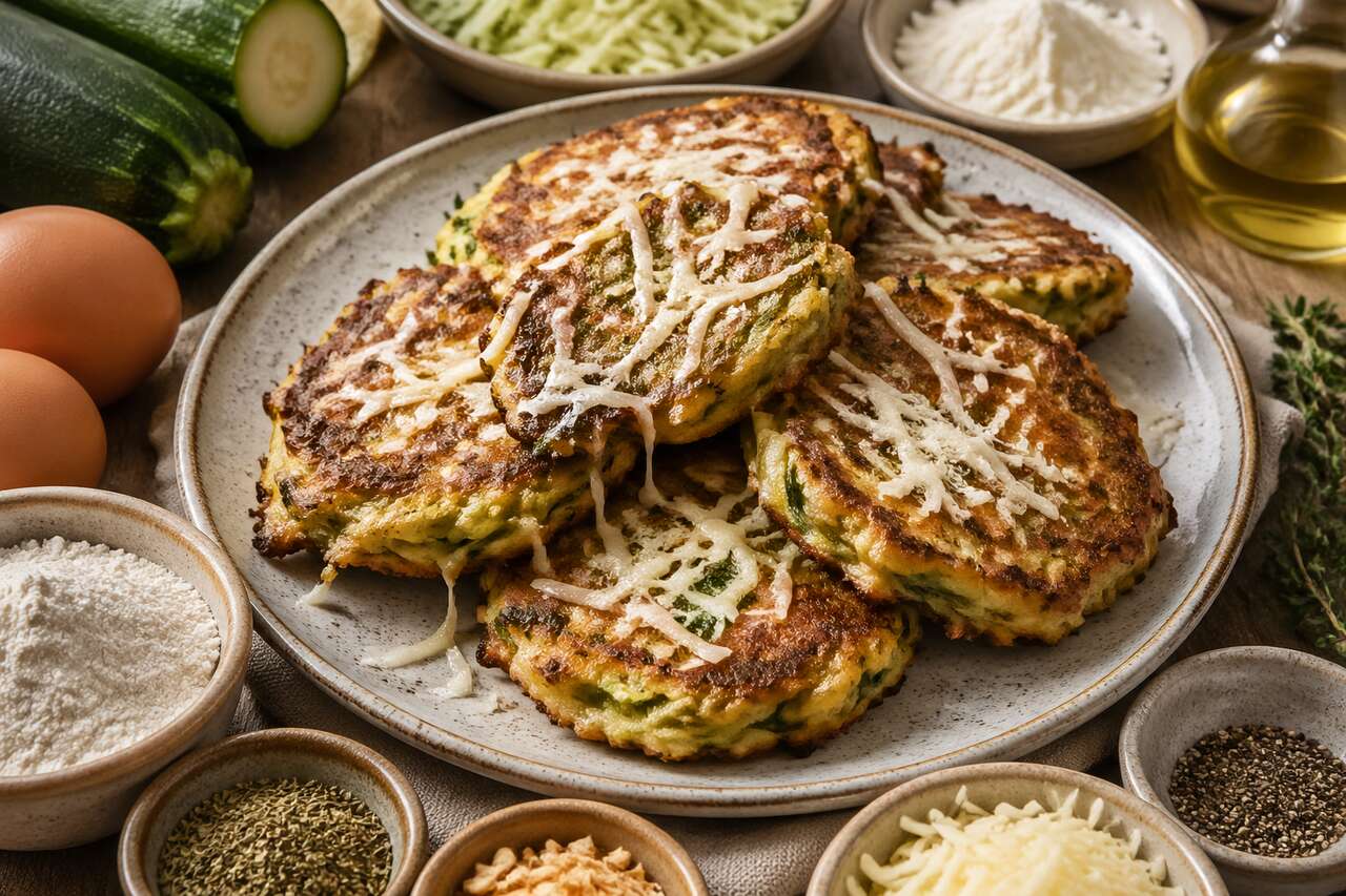 Galettes de courgettes : recette aux deux fromages