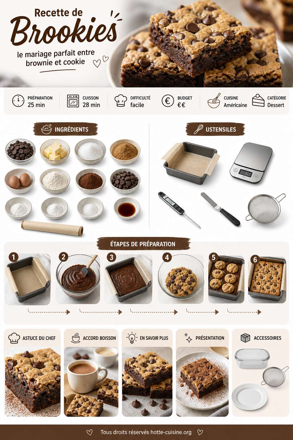 Fiche recette Recette de Brookies : le mariage parfait entre brownie et cookie