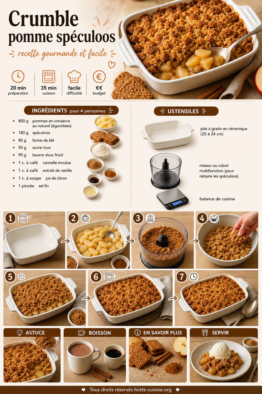 Fiche recette Crumble pomme sp&eacute;culoos : recette gourmande et facile