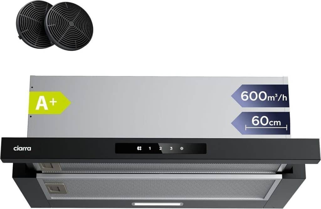 Test : hotte télescopique CIARRA CBCB6909A 600 m³/h 60 cm