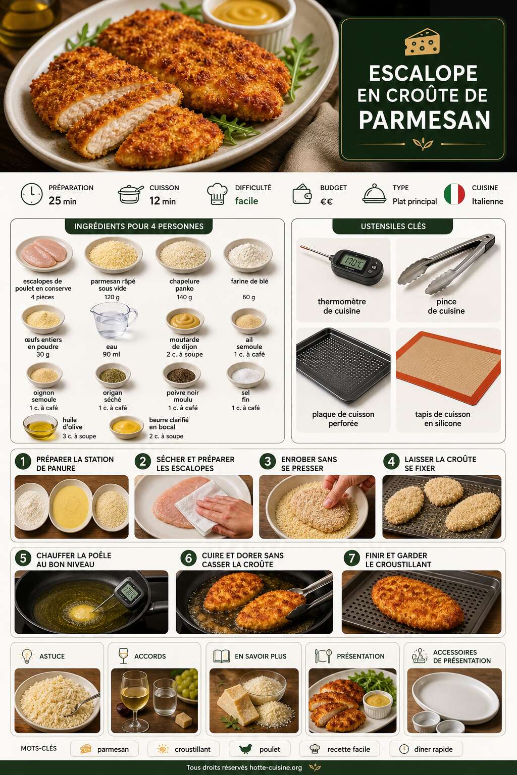 Fiche recette Recette d'escalope en croûte de parmesan : un délice gourmand Fiche recette Recette d'escalope en croûte de parmesan : un délice gourmand
