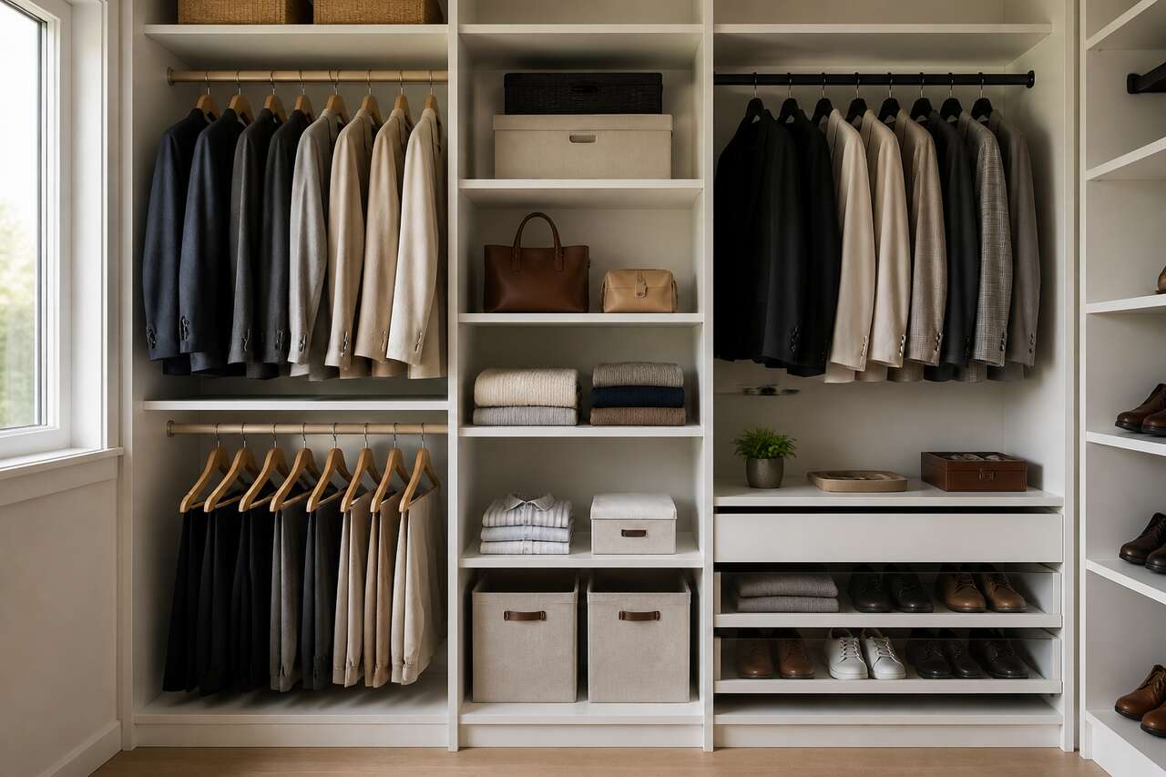 Optimiser la penderie: cintres, niveaux et accessoires pour les pi&egrave;ces suspendues