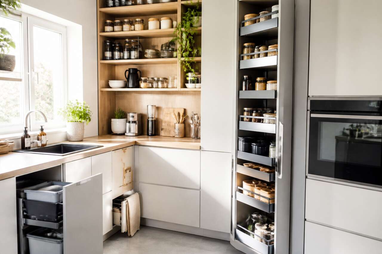 Récupérer de l'espace avec des astuces pour les angles de cuisine